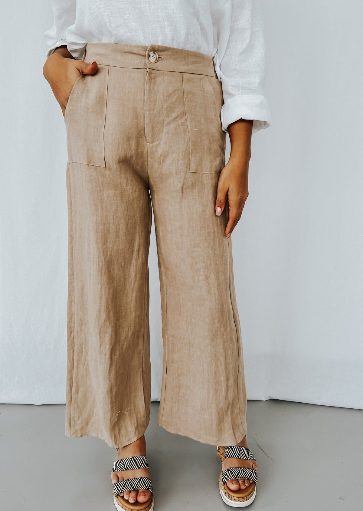 Jude Linen Pants - Camel - Product Image