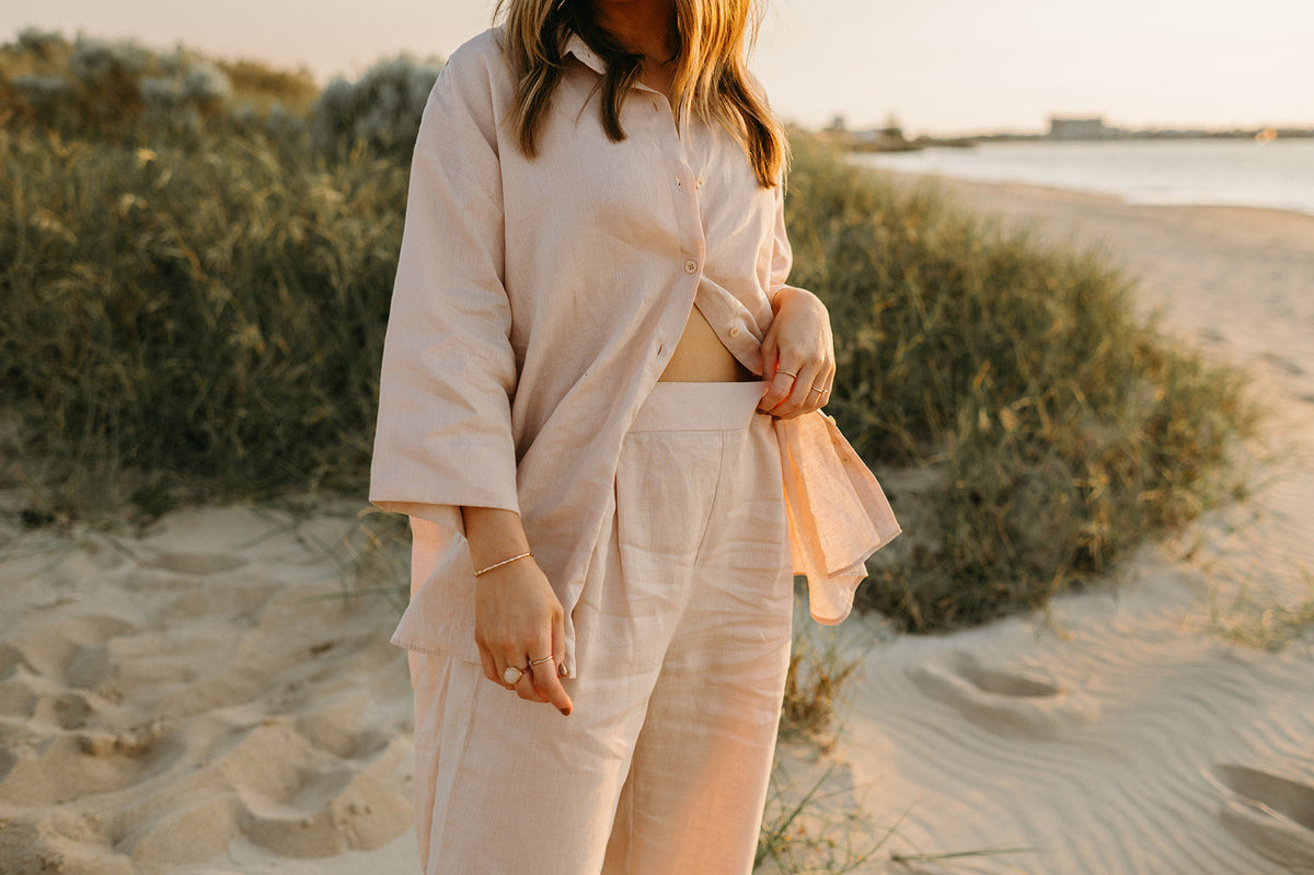 Athena Linen Pants in Dust Storm - Product Image