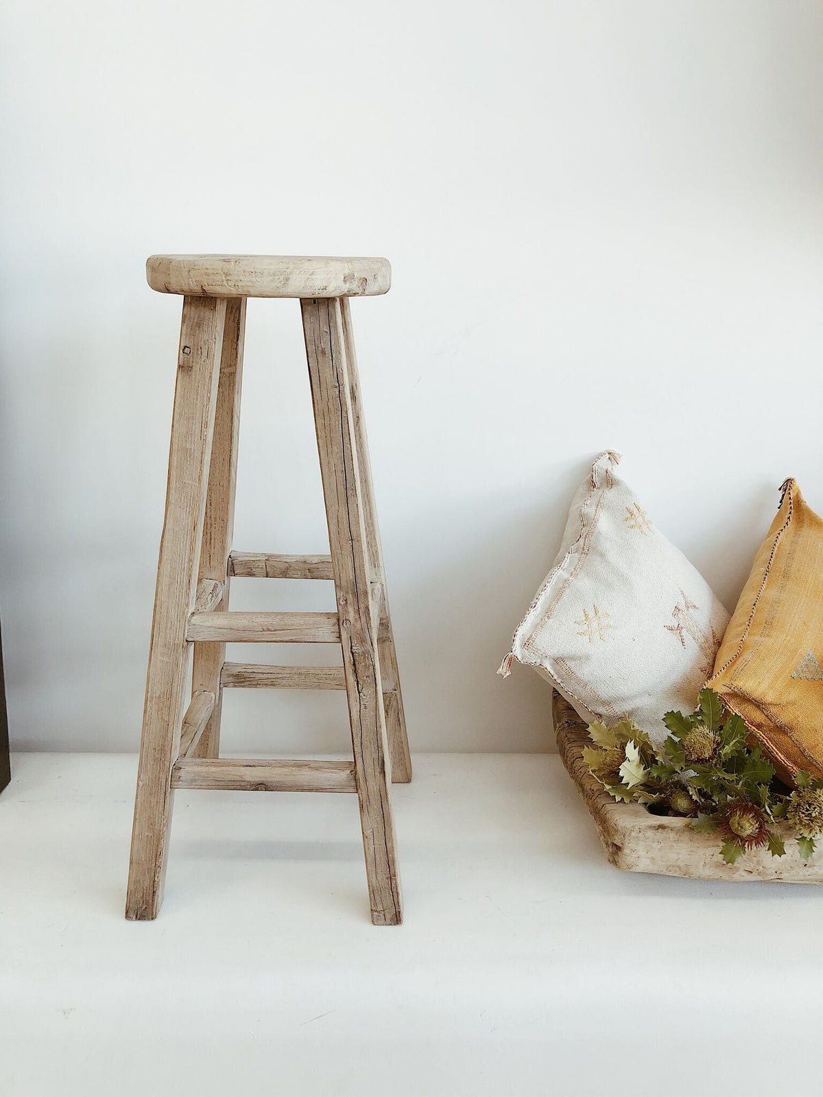 Kylo | Elm Round Bar Stools - Barefoot Gypsy Homewares