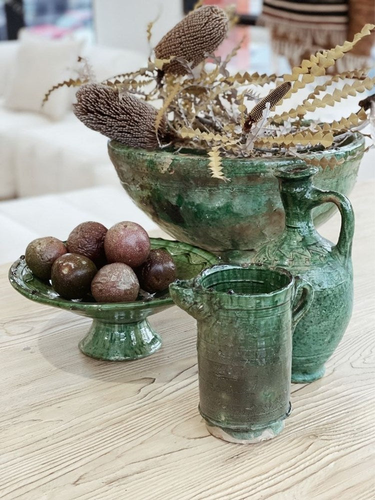 Tamegroute Large Plate On Stand | Green - Barefoot Gypsy Homewares