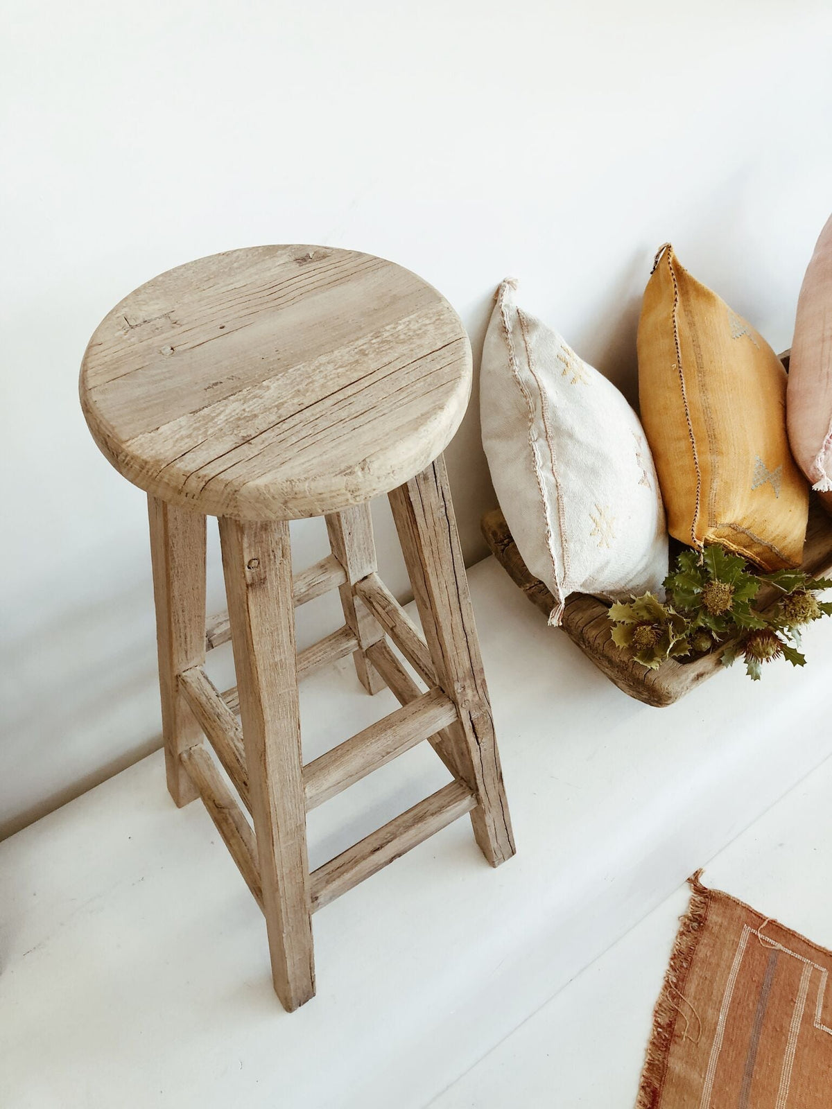 Kylo | Elm Round Bar Stools - Barefoot Gypsy Homewares